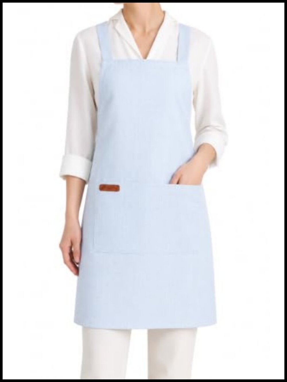 Cotton Linen Japanese Style Cross Back Pinafore Apron with Pockets